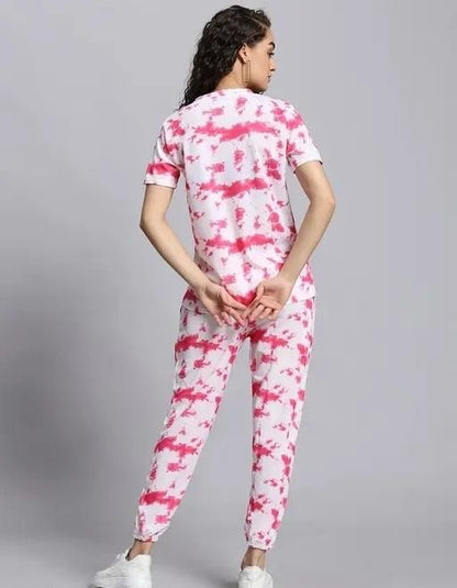 Women's Casual Tie Dye Print Night Suit